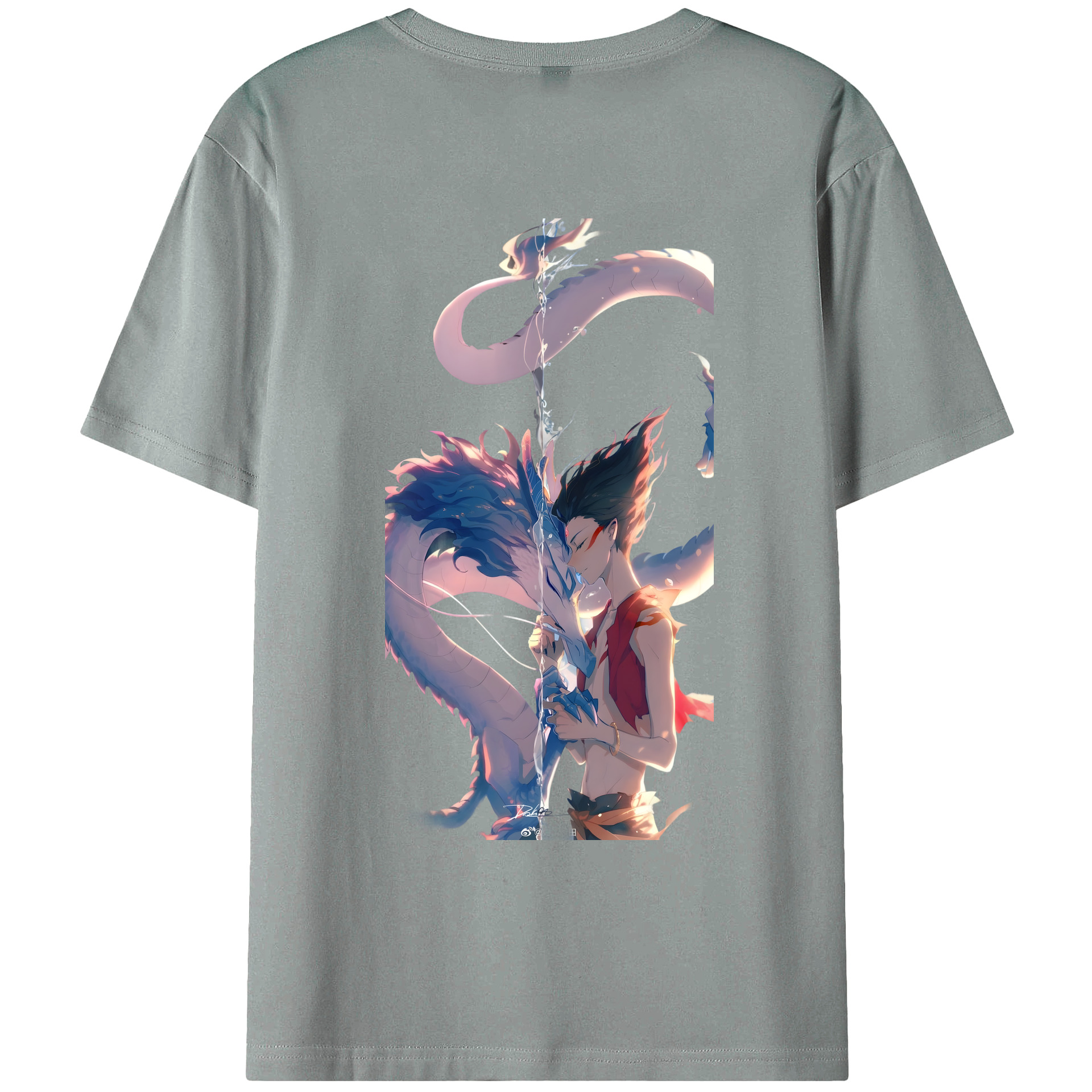 （画像用） Ne Zha 2 ナタ 魔童の大暴れ 綿100％ メンズ半袖Tシャツ（バックプリント） 通気性